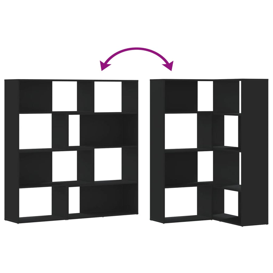 Boekenkast 4-laags hoek 85x85x140 cm bewerkt hout zwart