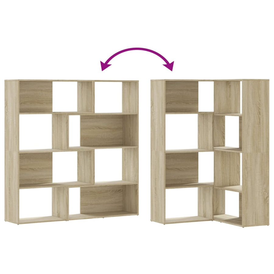 Boekenkast 4-laags hoek 85x85x140 cm bewerkt hout sonoma eiken