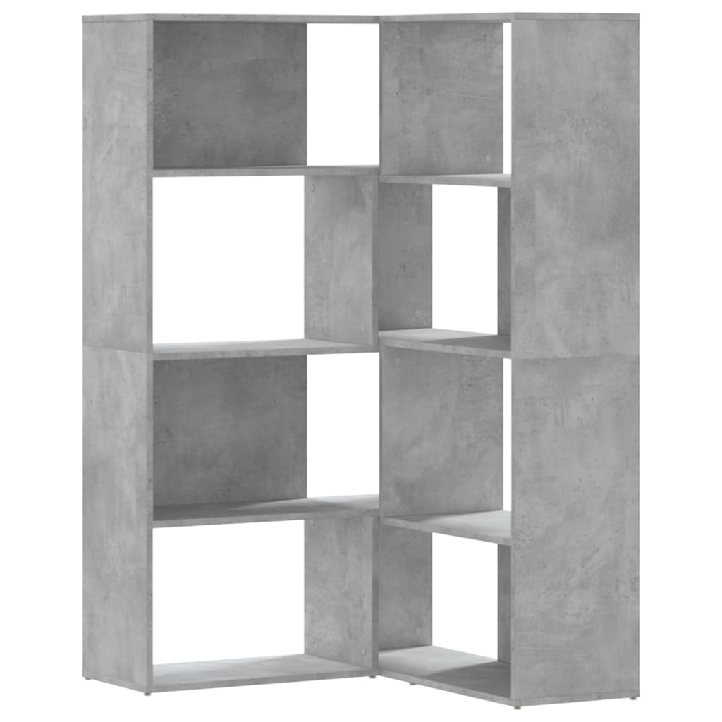 Boekenkast 4-laags hoek 85x85x140 cm bewerkt hout betongrijs