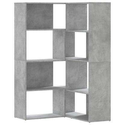 Boekenkast 4-laags hoek 85x85x140 cm bewerkt hout betongrijs