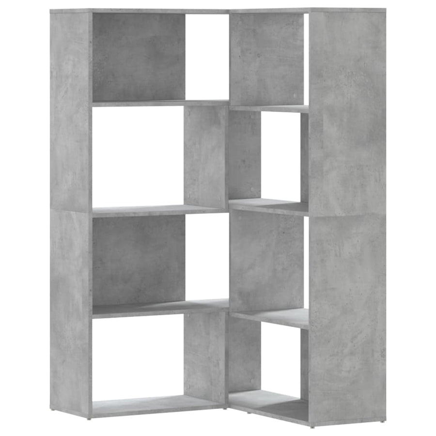 Boekenkast 4-laags hoek 85x85x140 cm bewerkt hout betongrijs