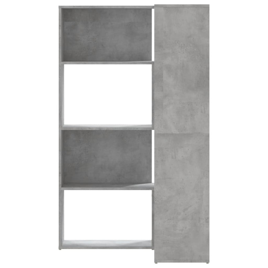 Boekenkast 4-laags hoek 85x85x140 cm bewerkt hout betongrijs