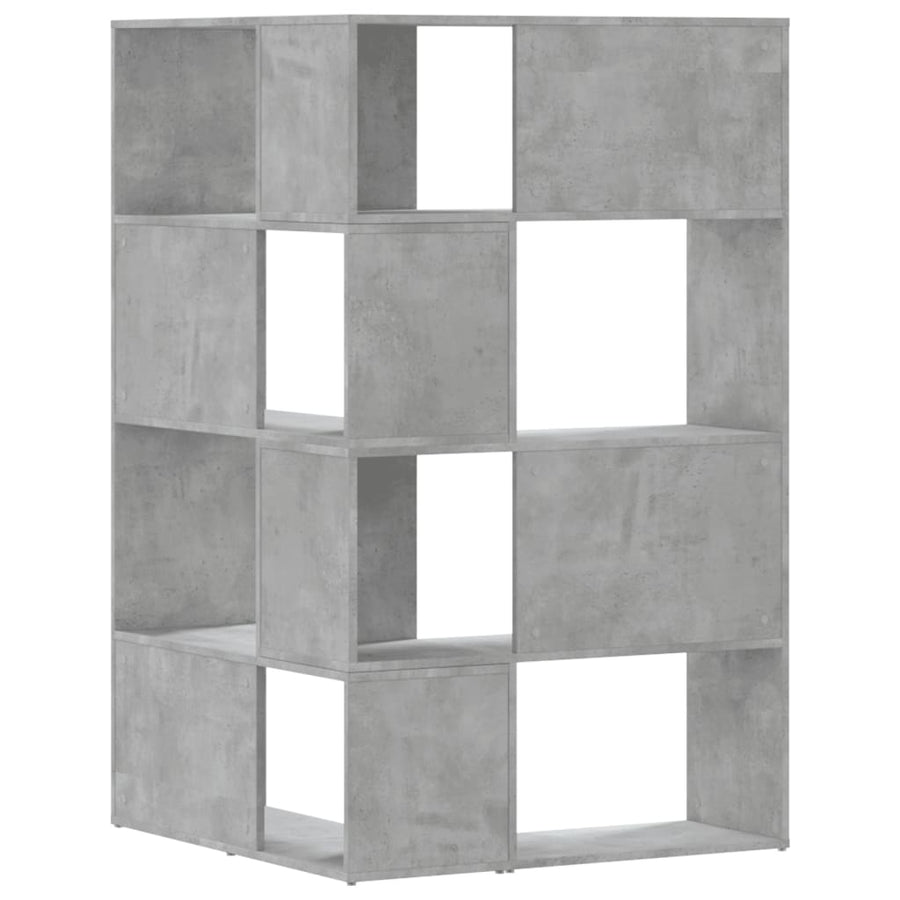 Boekenkast 4-laags hoek 85x85x140 cm bewerkt hout betongrijs