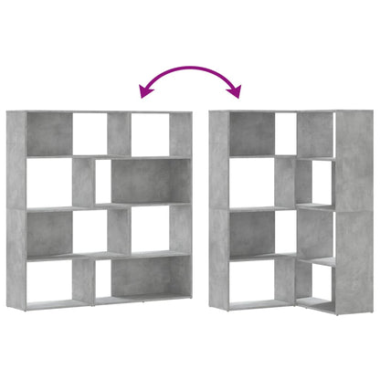 Boekenkast 4-laags hoek 85x85x140 cm bewerkt hout betongrijs