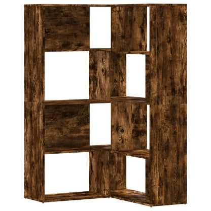 Boekenkast 4-laags hoek 85x85x140 cm bewerkt hout gerookt eiken