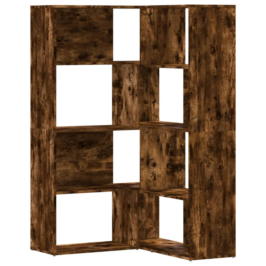 Boekenkast 4-laags hoek 85x85x140 cm bewerkt hout gerookt eiken