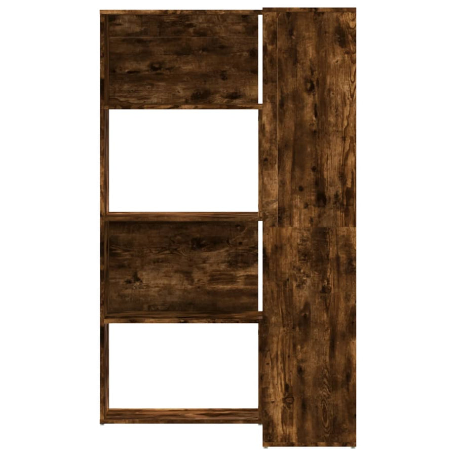 Boekenkast 4-laags hoek 85x85x140 cm bewerkt hout gerookt eiken