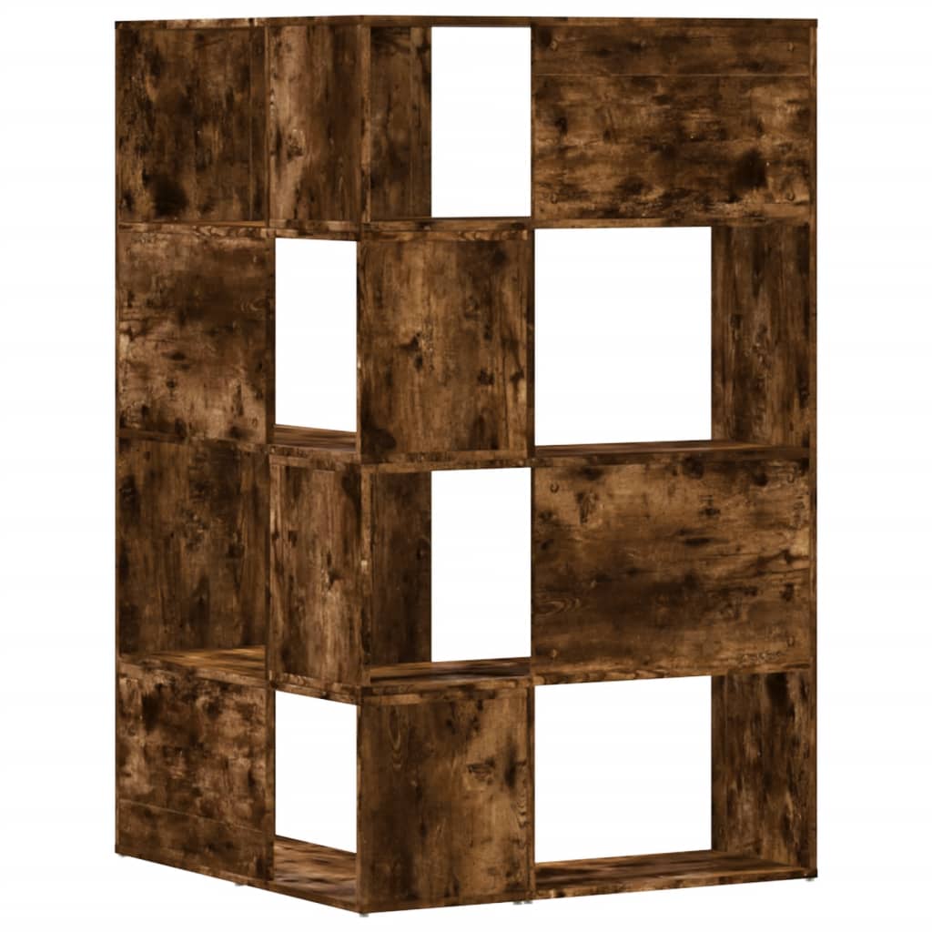 Boekenkast 4-laags hoek 85x85x140 cm bewerkt hout gerookt eiken