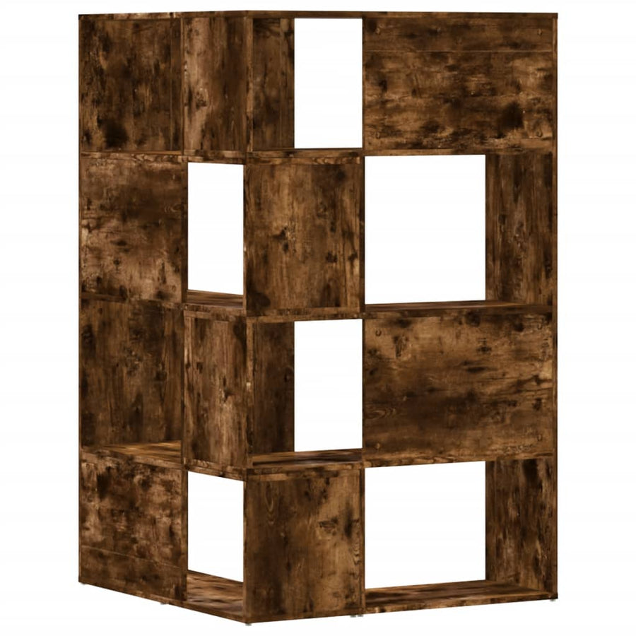 Boekenkast 4-laags hoek 85x85x140 cm bewerkt hout gerookt eiken