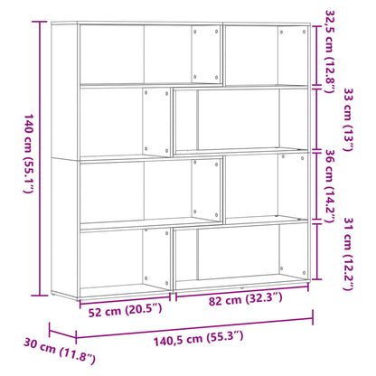 Boekenkast 4-laags hoek 85x85x140 cm bewerkt hout gerookt eiken