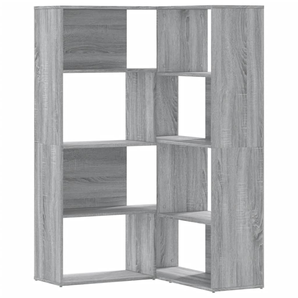 Boekenkast 4-laags hoek 85x85x140 cm bewerkt hout grijs sonoma