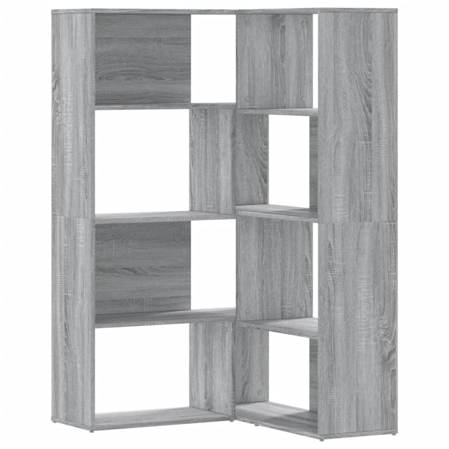Boekenkast 4-laags hoek 85x85x140 cm bewerkt hout grijs sonoma