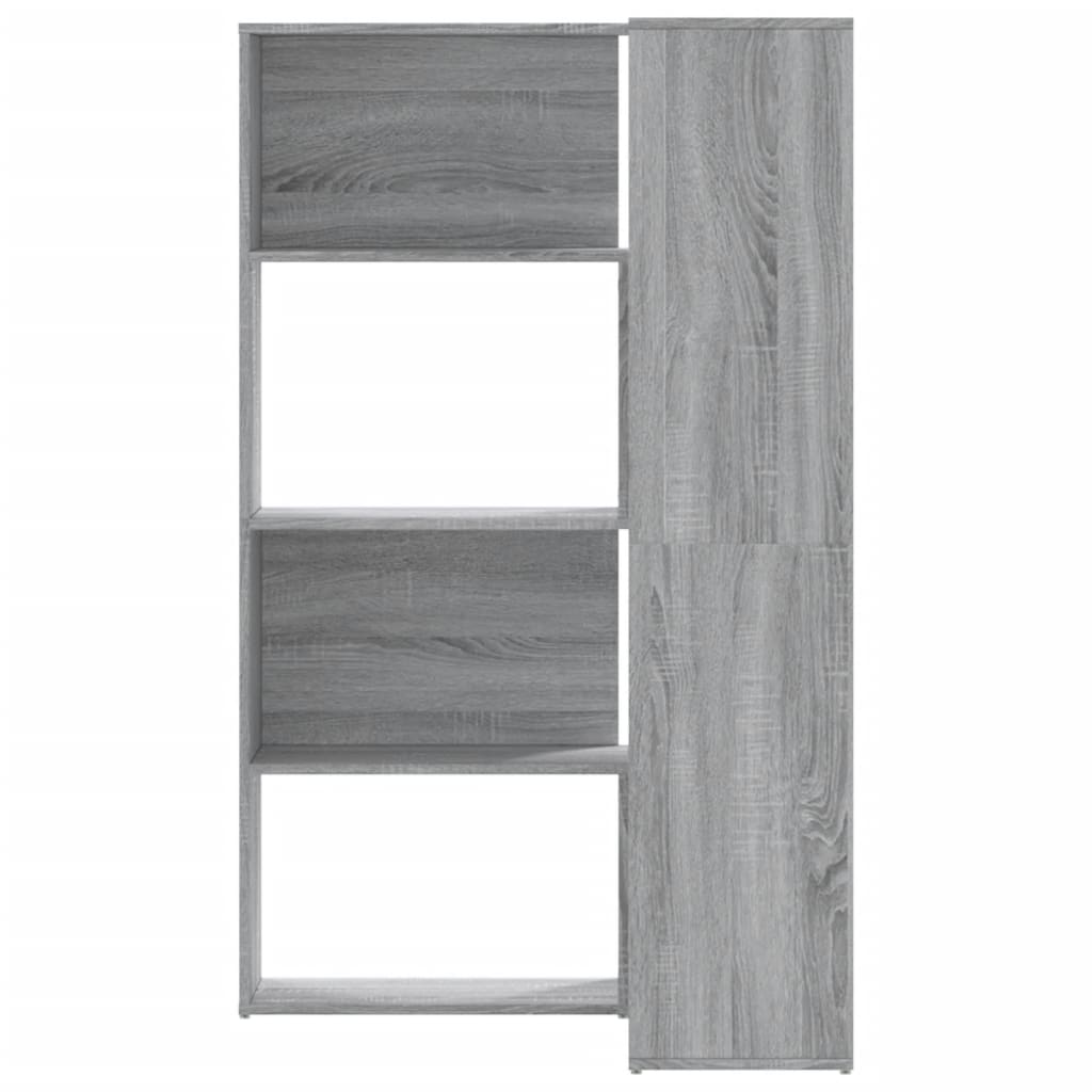 Boekenkast 4-laags hoek 85x85x140 cm bewerkt hout grijs sonoma