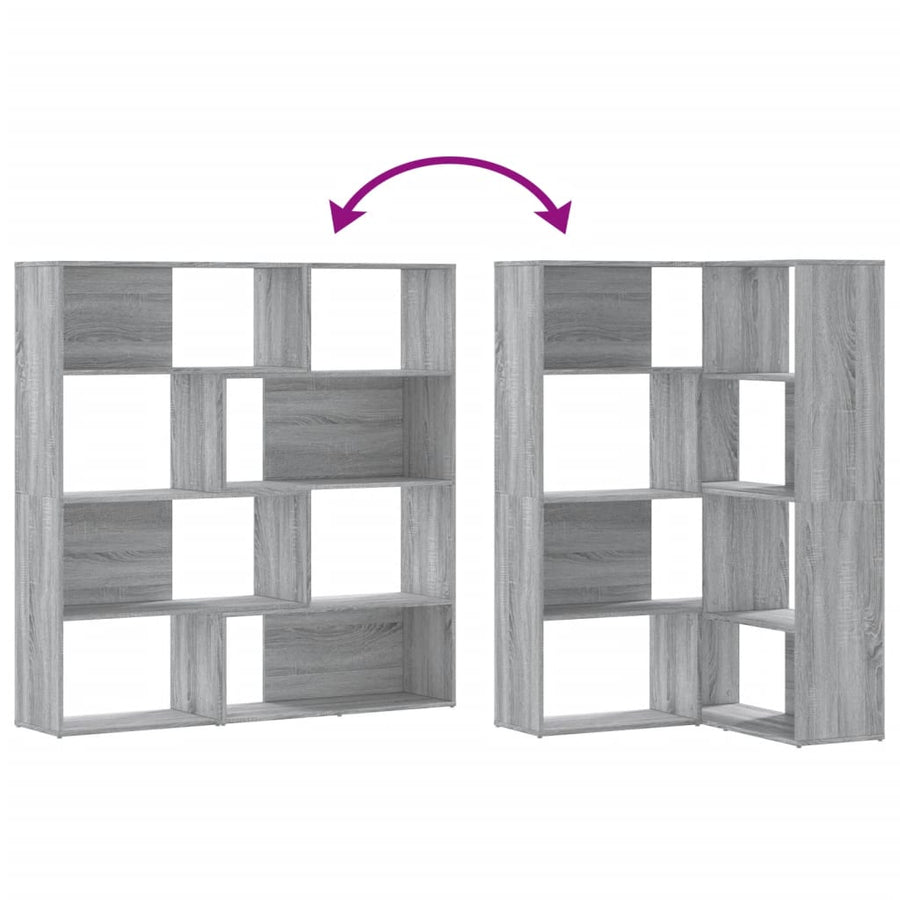 Boekenkast 4-laags hoek 85x85x140 cm bewerkt hout grijs sonoma