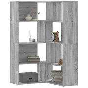 Boekenkast hoek 4-laags 85x85x140 cm grijs bewerkt hout