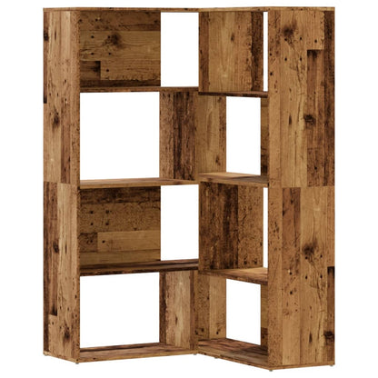Boekenkast 4-laags hoek 85x85x140 cm bewerkt hout oud houtkleur