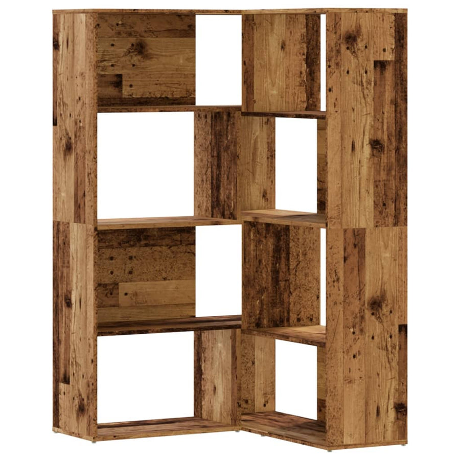 Boekenkast 4-laags hoek 85x85x140 cm bewerkt hout oud houtkleur