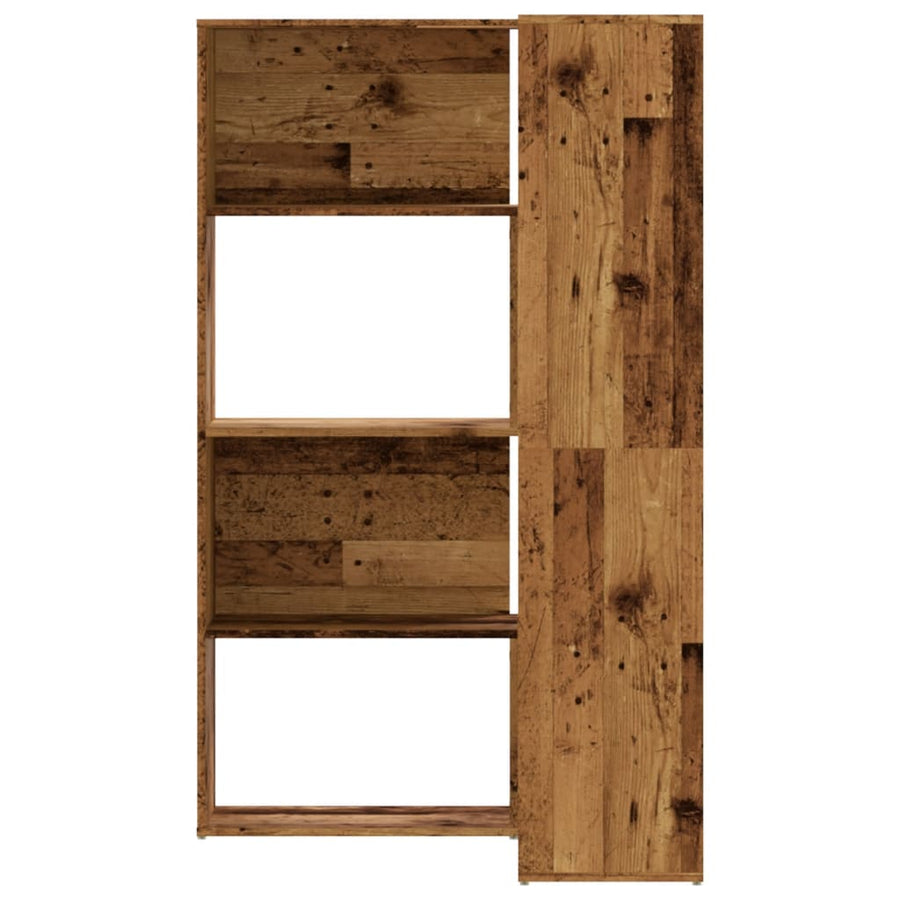Boekenkast 4-laags hoek 85x85x140 cm bewerkt hout oud houtkleur