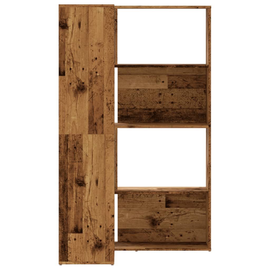 Boekenkast 4-laags hoek 85x85x140 cm bewerkt hout oud houtkleur