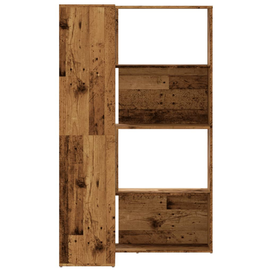 Boekenkast 4-laags hoek 85x85x140 cm bewerkt hout oud houtkleur