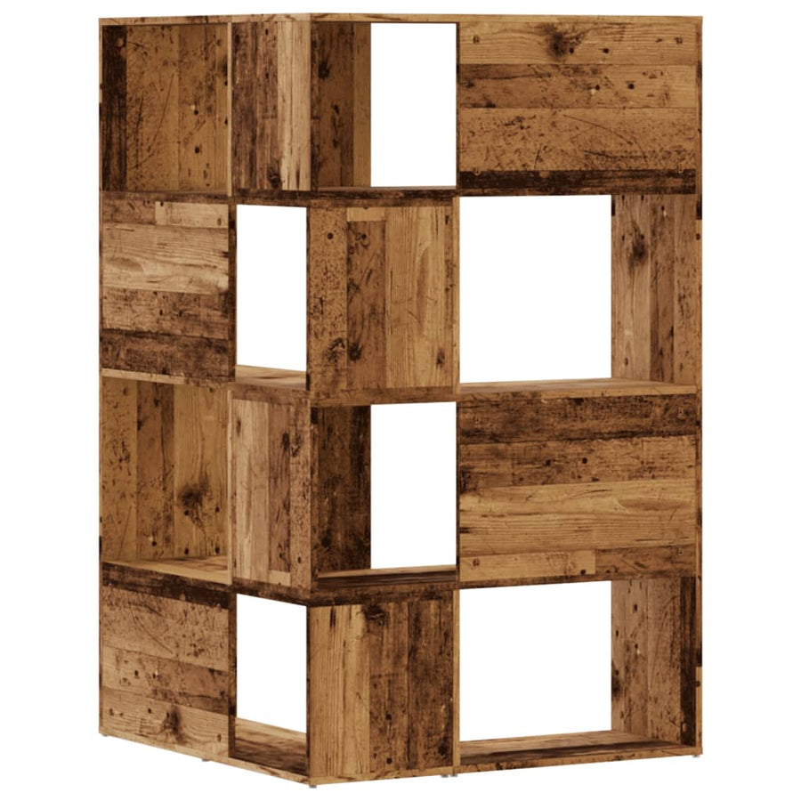 Boekenkast 4-laags hoek 85x85x140 cm bewerkt hout oud houtkleur