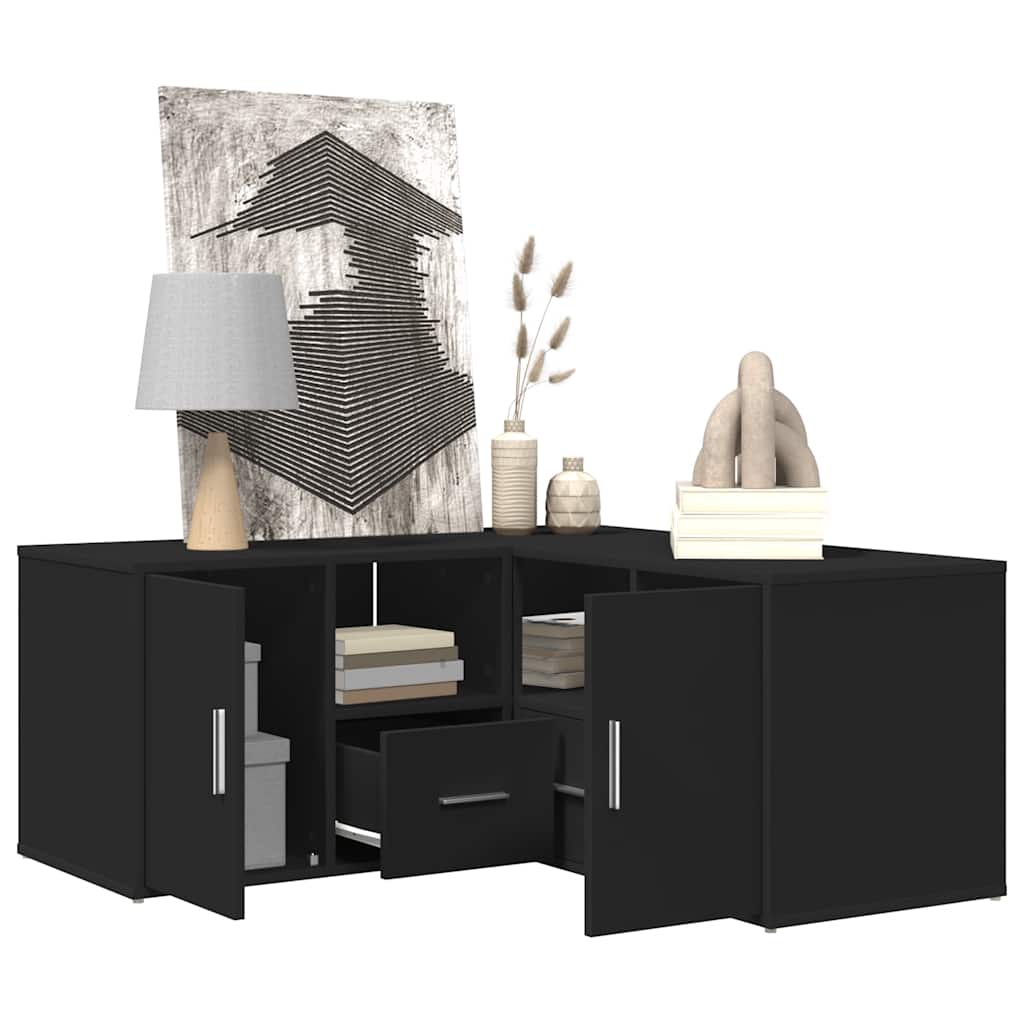 Hoekkast 160X40X45 Cm Bewerkt Hout Zwart