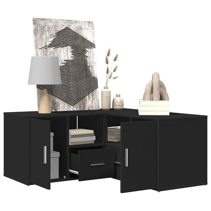 Hoekkast 160X40X45 Cm Bewerkt Hout Zwart