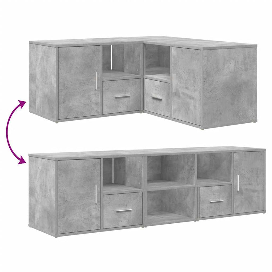 Hoekkast 160X40X45 Cm Bewerkt Hout Betongrijs