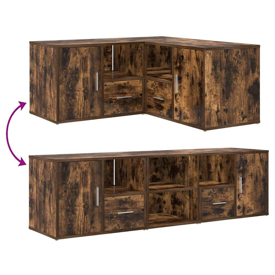 Hoekkast 160X40X45 Cm Bewerkt Hout Kleurig Gerookt eiken