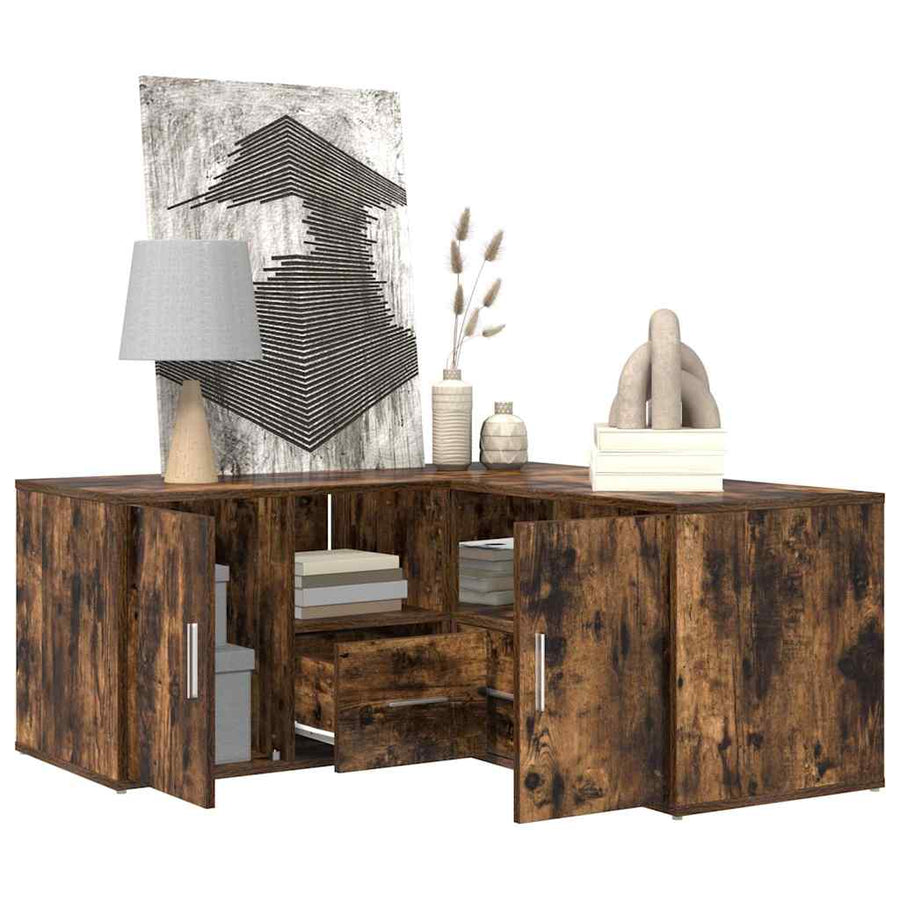 Hoekkast 160X40X45 Cm Bewerkt Hout Kleurig Gerookt eiken