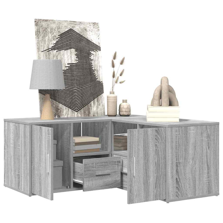 Hoekkast 160x40x45 cm bewerkt hout grijs sonoma eikenkleurig