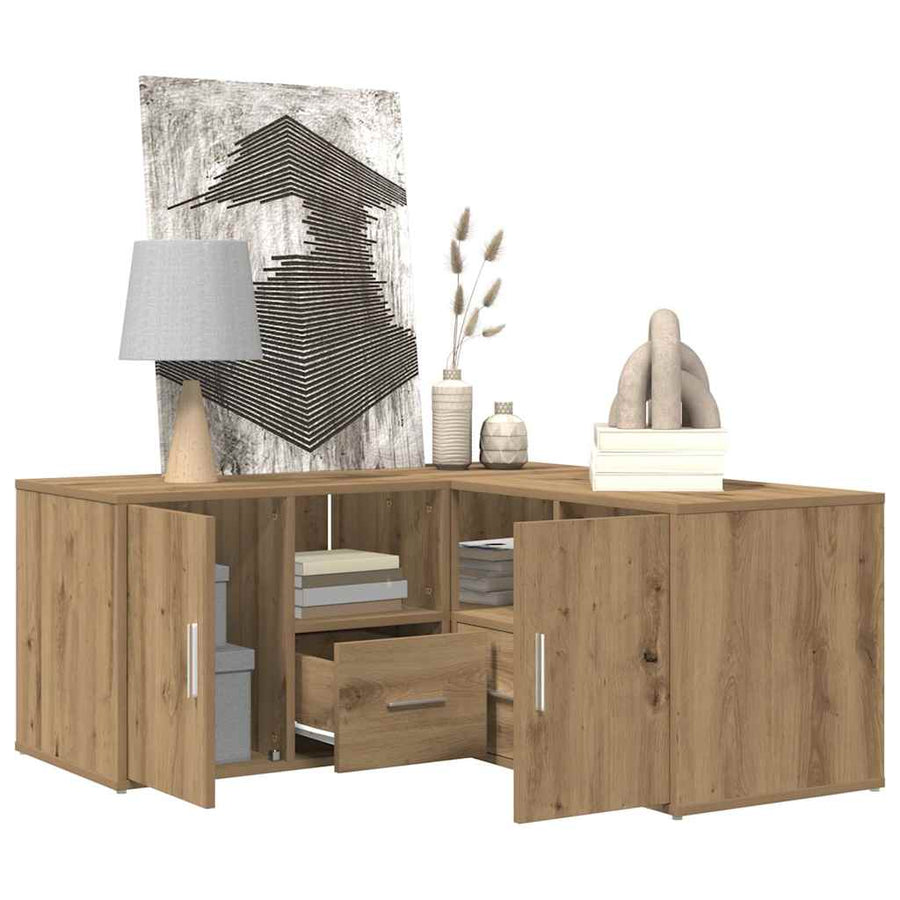 Hoekkast 160X40X45 Cm Bewerkt Hout Artisanaal Eiken