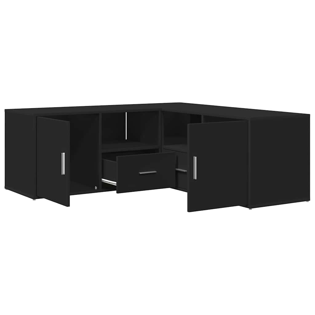 Hoekkast 200x40x45 cm bewerkt hout zwart