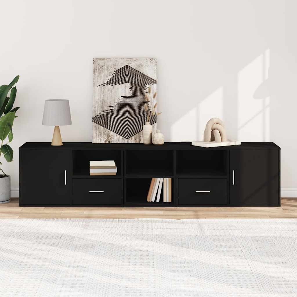 Hoekkast 200x40x45 cm bewerkt hout zwart