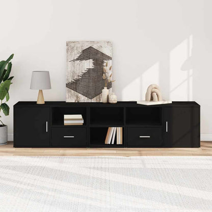 Hoekkast 200x40x45 cm bewerkt hout zwart