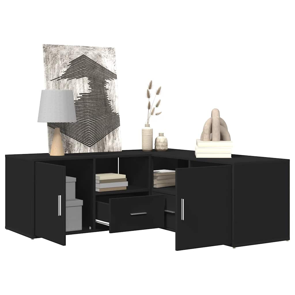 Hoekkast 200x40x45 cm bewerkt hout zwart