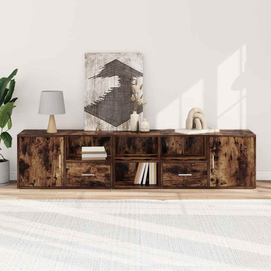 Hoekkast 200X40X45 Cm Bewerkt Hout Kleurig Gerookt eiken
