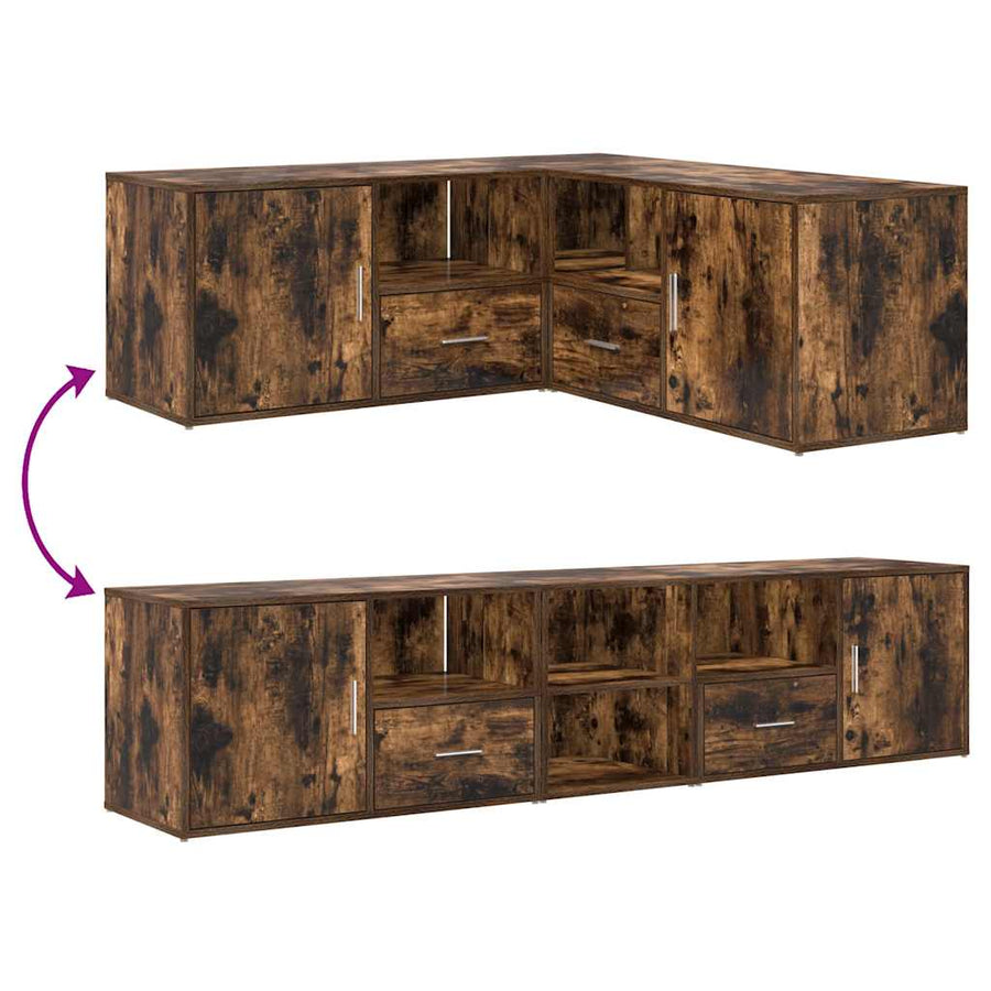 Hoekkast 200X40X45 Cm Bewerkt Hout Kleurig Gerookt eiken