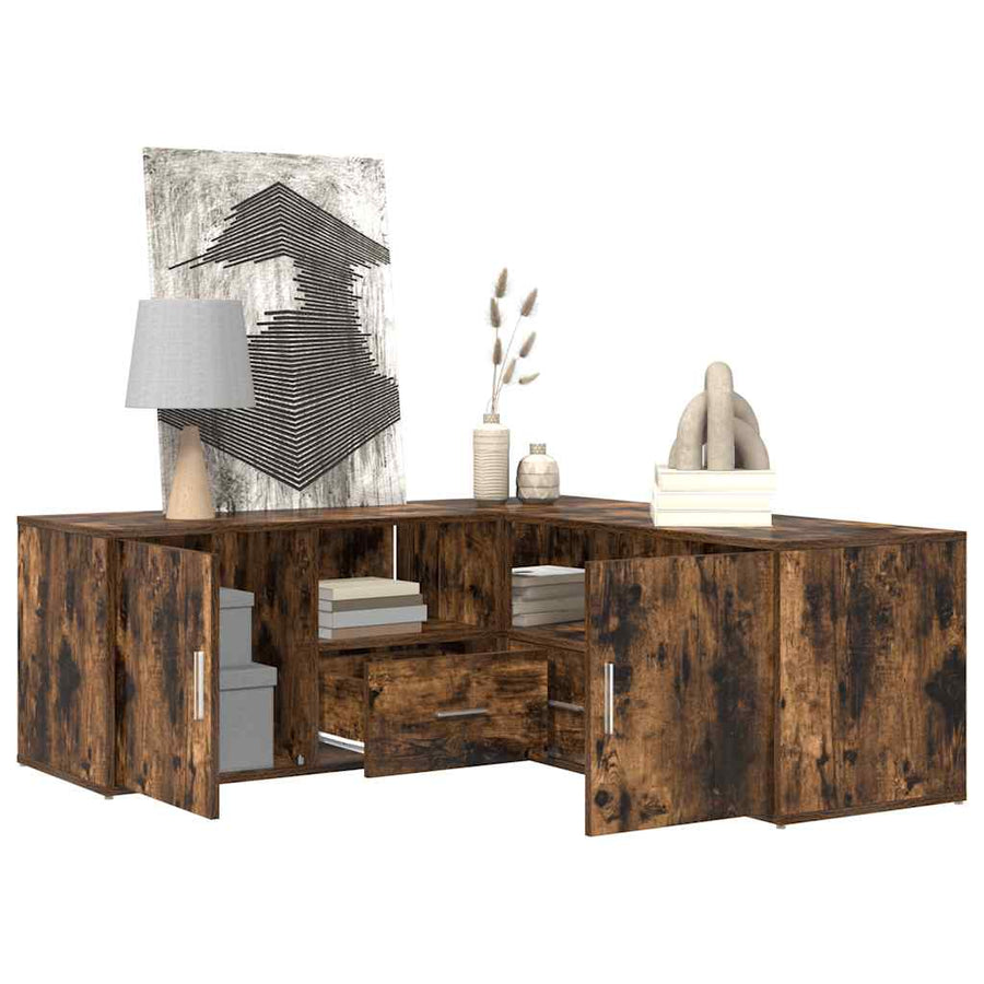Hoekkast 200X40X45 Cm Bewerkt Hout Kleurig Gerookt eiken