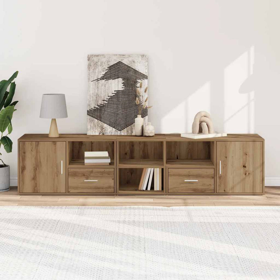 Hoekkast 200X40X45 Cm Bewerkt Hout Artisanaal Kleurig Eiken