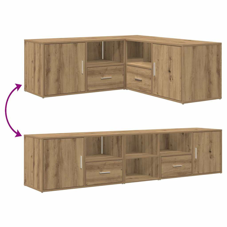 Hoekkast 200X40X45 Cm Bewerkt Hout Artisanaal Kleurig Eiken