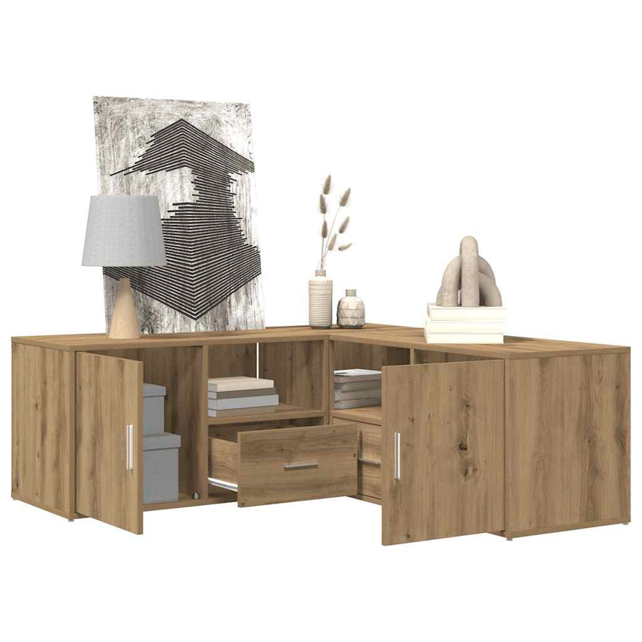 Hoekkast 200X40X45 Cm Bewerkt Hout Artisanaal Kleurig Eiken