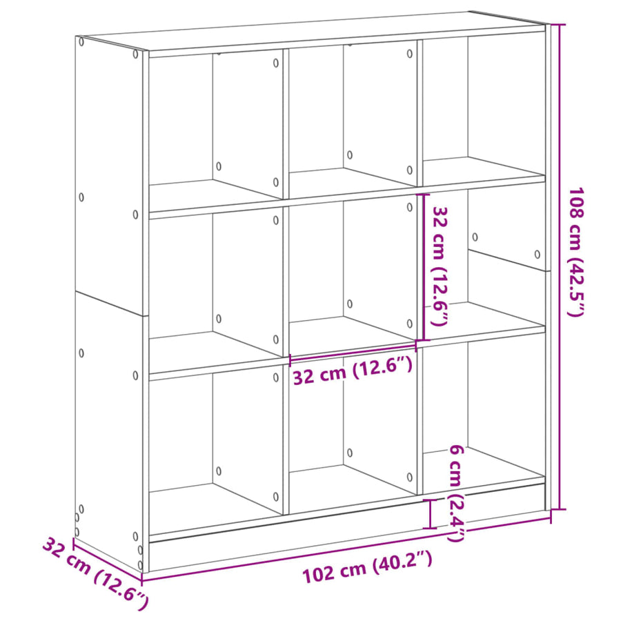 Boekenkast 102x32x108 cm bewerkt hout sonoma eikenkleurig