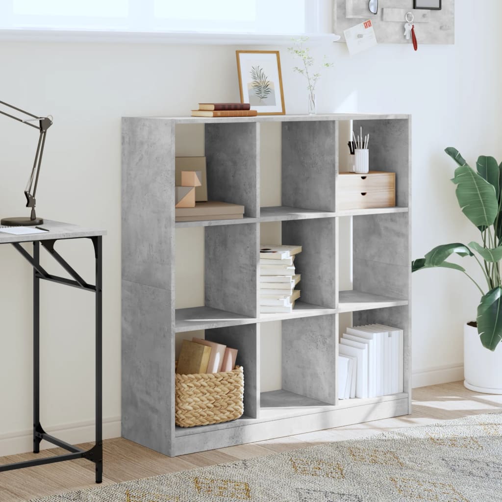 Boekenkast 102x32x108 cm bewerkt hout betongrijs