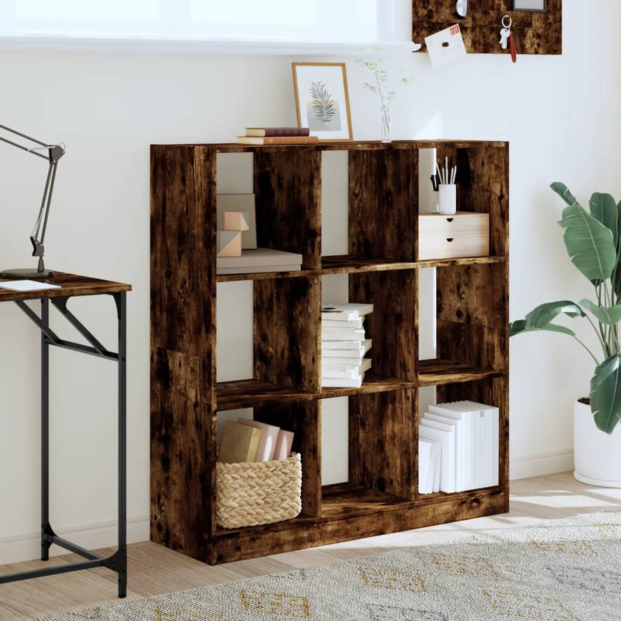 Boekenkast 102x32x108 cm bewerkt hout gerookt eikenkleurig