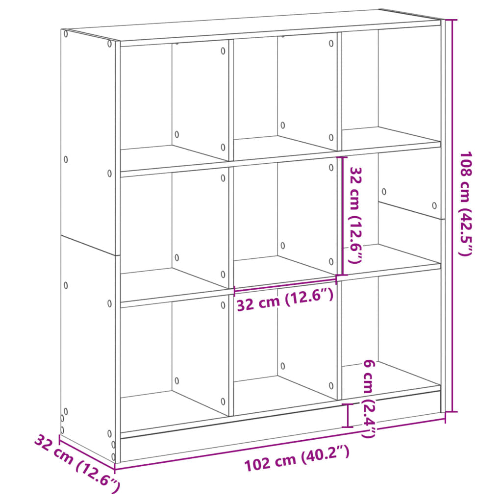 Boekenkast 102x32x108 cm bewerkt hout grijs sonoma eikenkleurig
