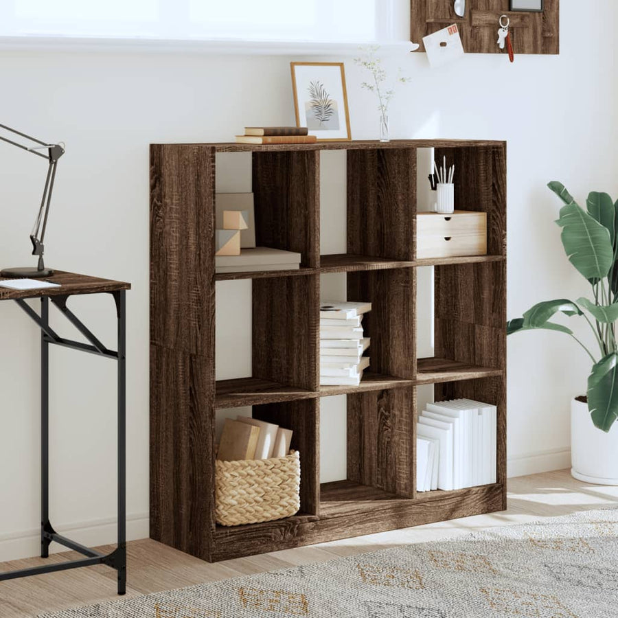 Boekenkast 102x32x108 cm bewerkt hout bruin eikenkleurig