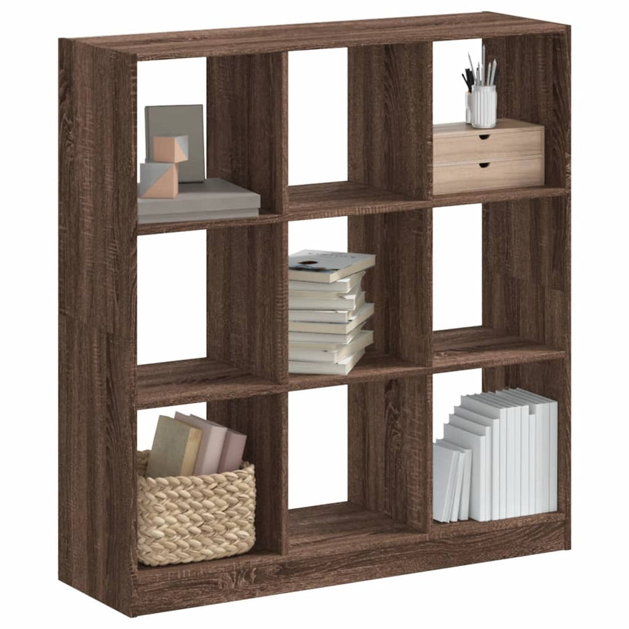 Boekenkast 102x32x108 cm bewerkt hout bruin eikenkleurig