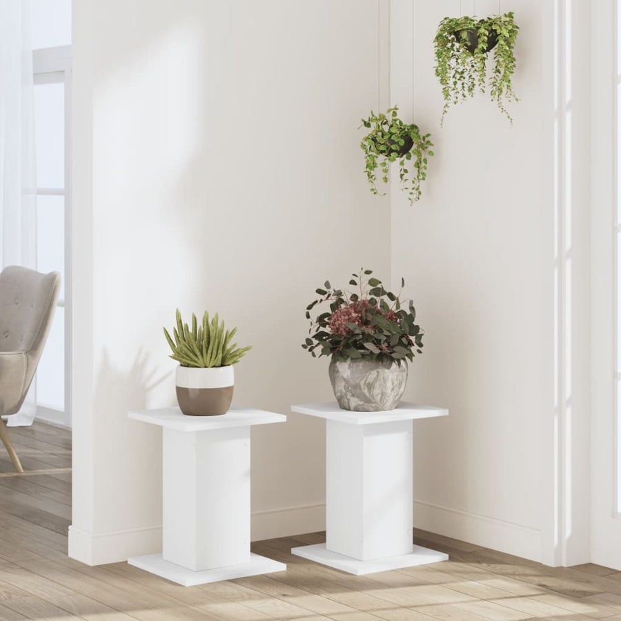 Plantenstandaards 2 st 30x30x40 cm bewerkt hout wit