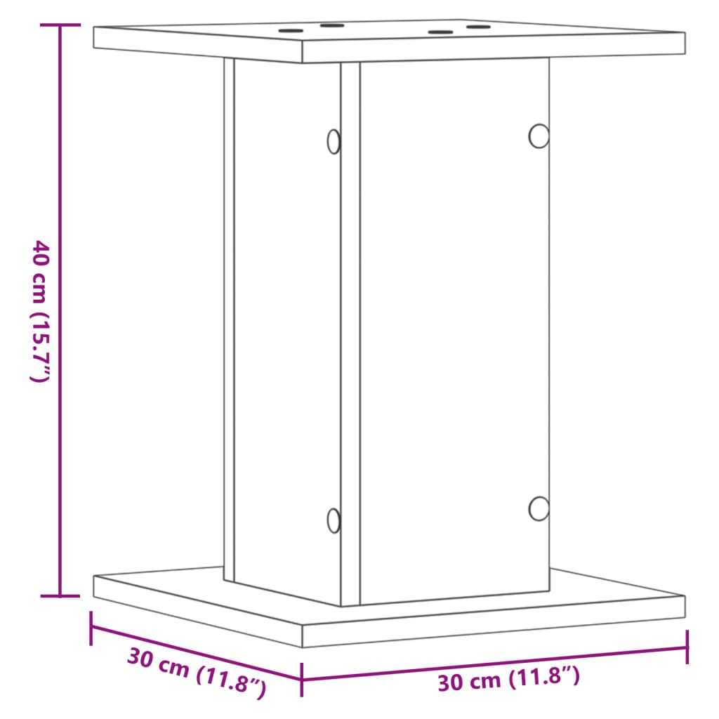 Plantenstandaards 2 st 30x30x40 cm bewerkt hout wit